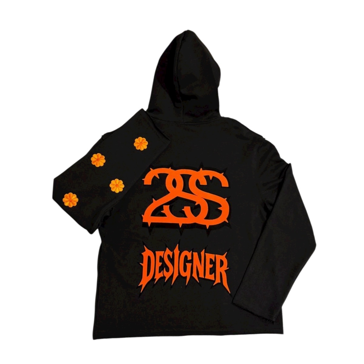 🔥 “DESIGNER FLAME” HOODIE – BLACK & ORANGE LIMITED EDITION 🔥