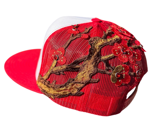 2SS DESIGNER “Ice Link” Rhinestone Trucker Hat – RED/WHITE Limited Edition