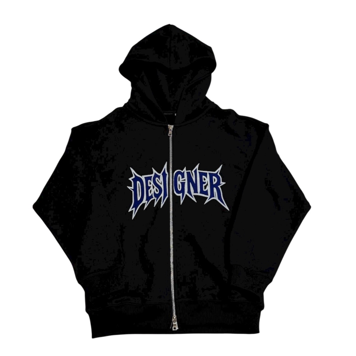 DESIGNER DARK BLACK HOODIE – BLUE  LIMITED EDITION 🔥